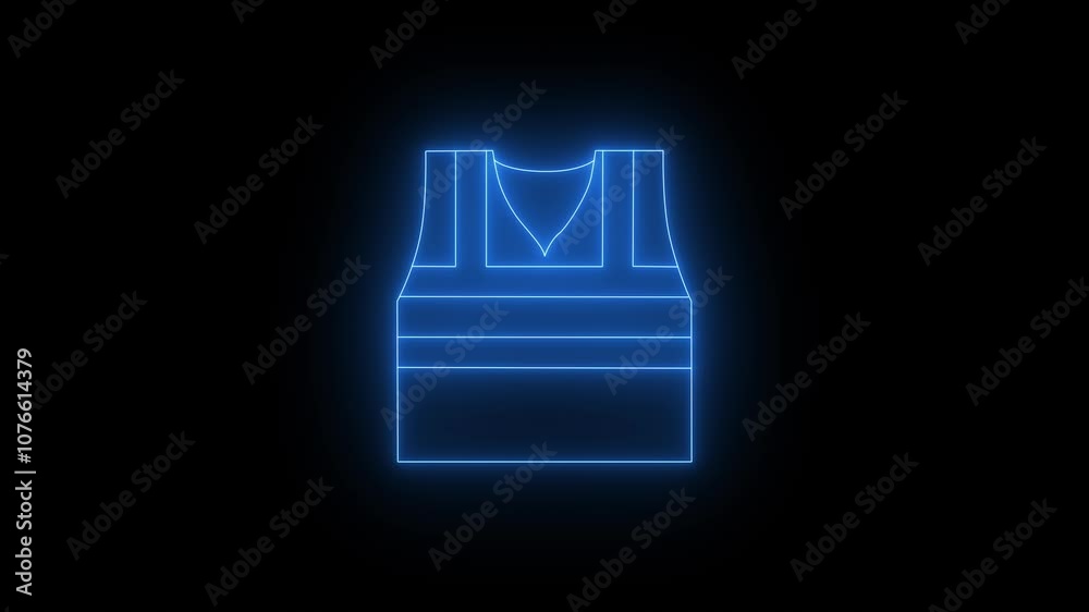 glowing neon blue color safety icon animated sign symbol on black background glowing neon blue color safety icon animated sign symbol on black background