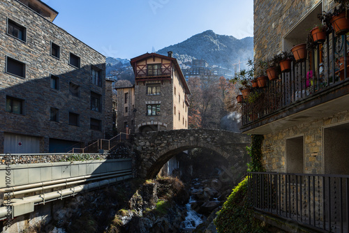 old city in Andorra at winter day
