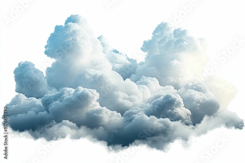 A Close-Up View of a Large, Fluffy Cumulus Cloud Against a White Background photo