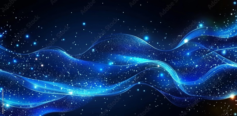 Obraz premium Digital technology and the future of data communication are represented by the blue background. The networks are connected by wireframe dots.