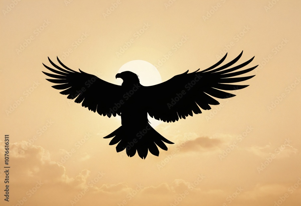 Obraz premium a minimalist, stylized logo featuring a black silhouette of a soaring eagle, representing power and freedom. Ai generated image.