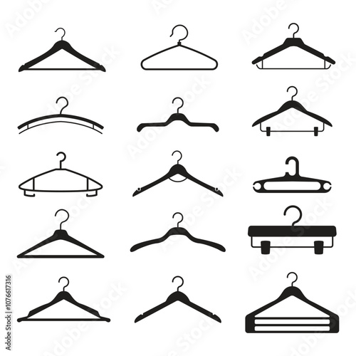 Clothes Hangers Silhouette Vector Illustration