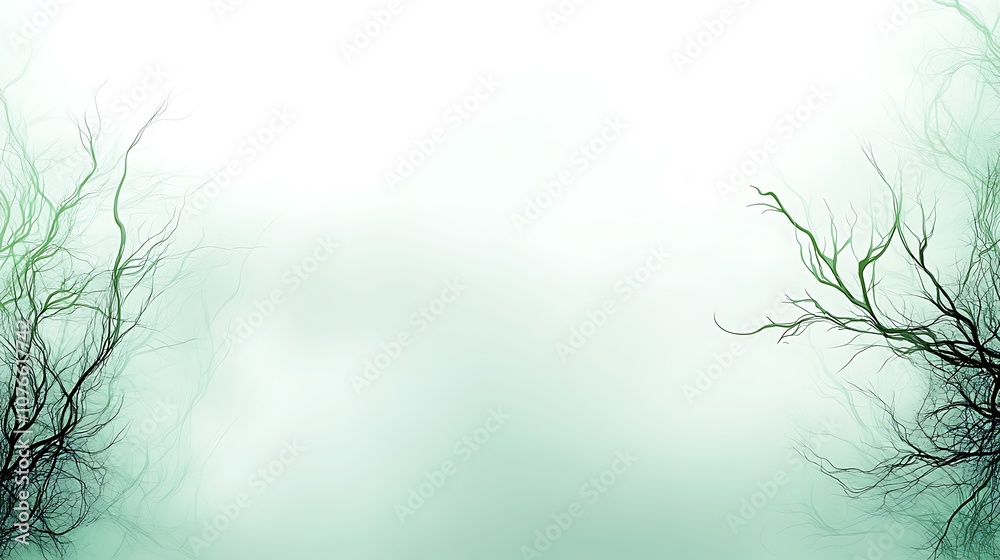 Abstract Green and Black Branches Against a Soft Background Abstract Green and Black Branches Against a Soft Background