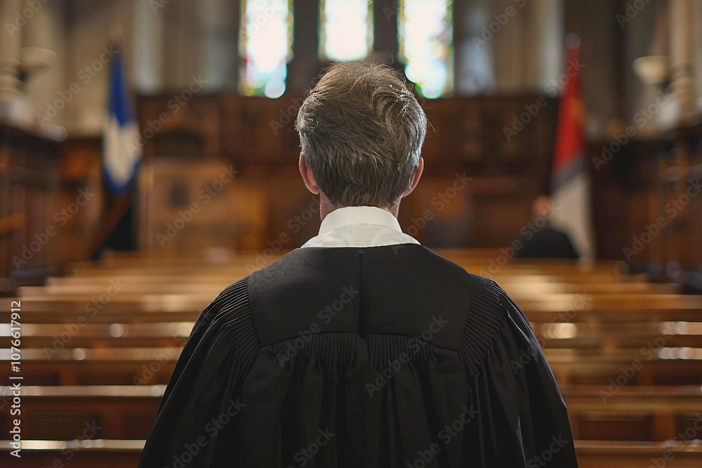 Generative AI Image of young Senior male female Judge in Courtroom Wearing Robes Generative AI Image of young Senior male female Judge in Courtroom Wearing Robes
