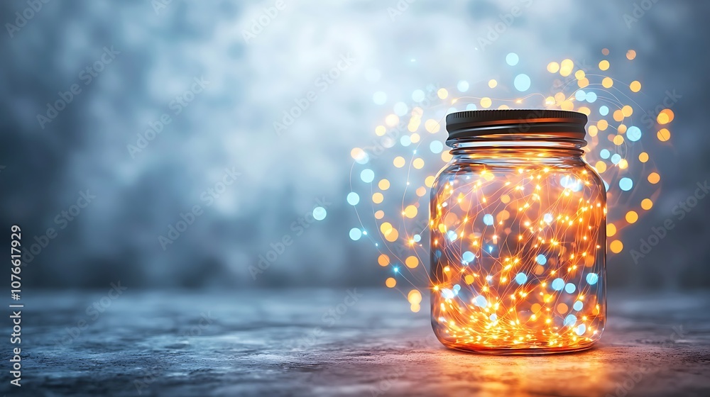 This Magical Jar of Fairy Lights generative AI is a unique and enchanting creation that uses advanced technology to produce a mesmerizing display of colorful lights that dance and twinkle like a magic