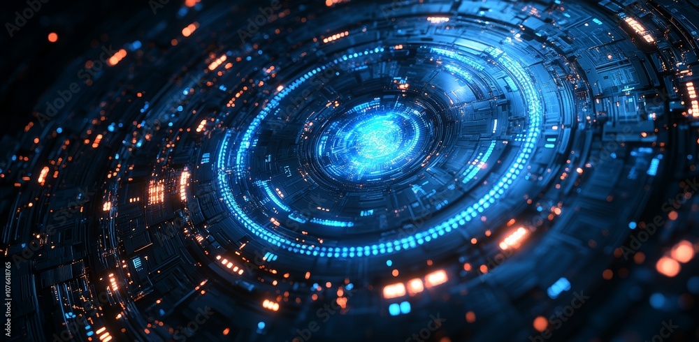 High Tech Effect The concept of futuristic digital layout, hi-tech digital HUD, and ...