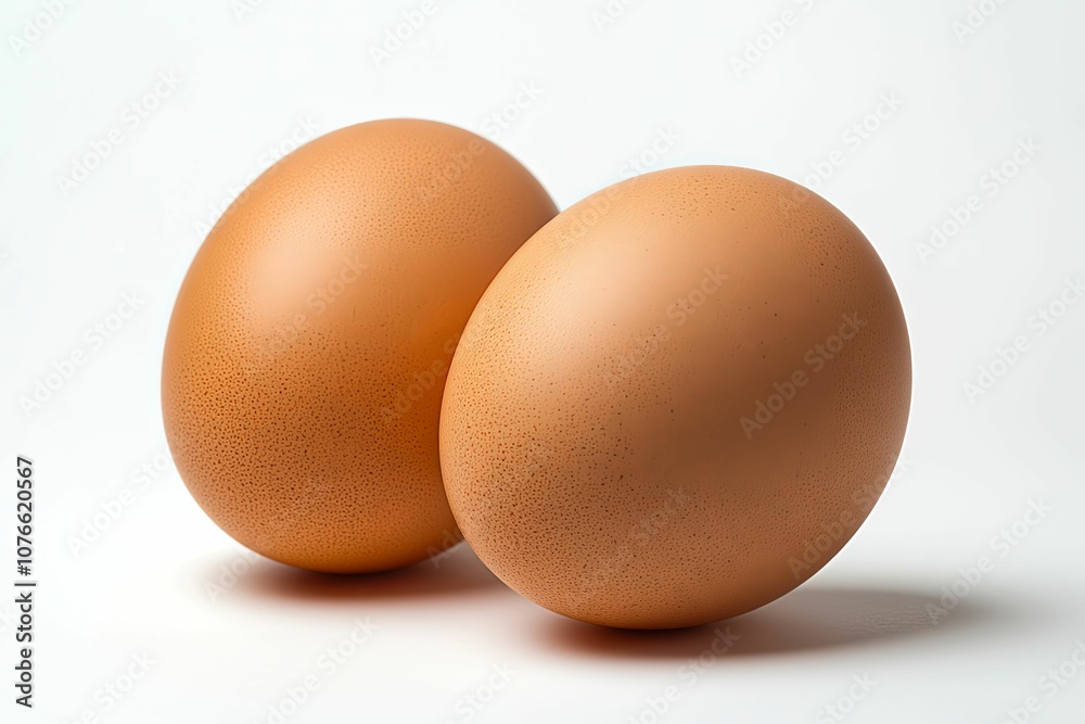 Two Brown Eggs Close-up on White Background Two Brown Eggs Close-up on White Background