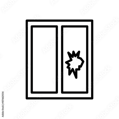 Broken window icon Vector flat thin line illustration