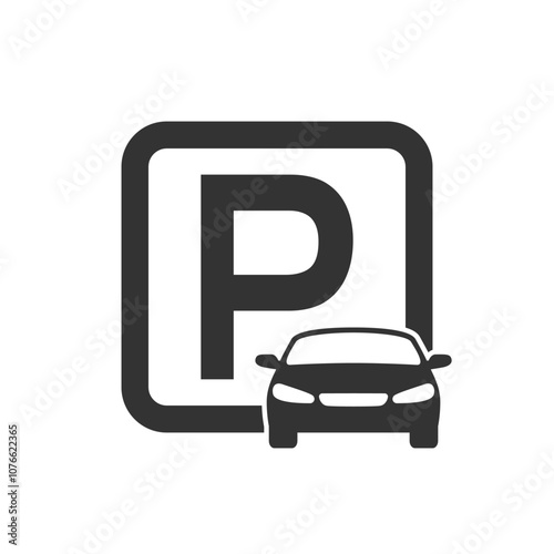 Car parking graphic icon. Parking sign isolated on white background. Information symbol. Vector illustration