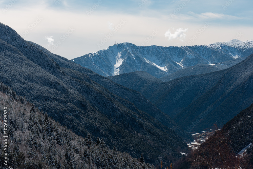Fototapeta premium Mountain views in Andorra on a sunny winter day 