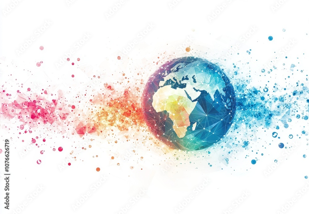 planet earth of dots and connections, Abstract world map, concept of global network and connectivity planet earth of dots and connections, Abstract world map, concept of global network and connectivity