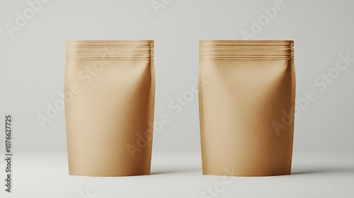Brown paper bag packaging template isolated on white background

 photo