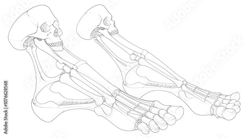 3D rendering illustration of stylized human foot bones anatomy photo