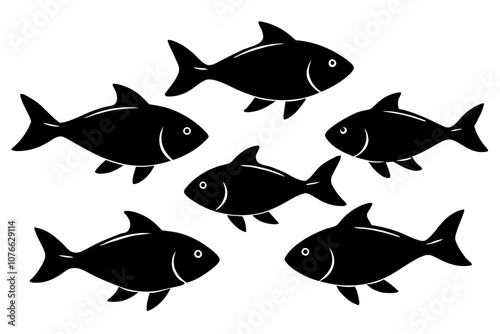 fish silhouette black vector illustration.