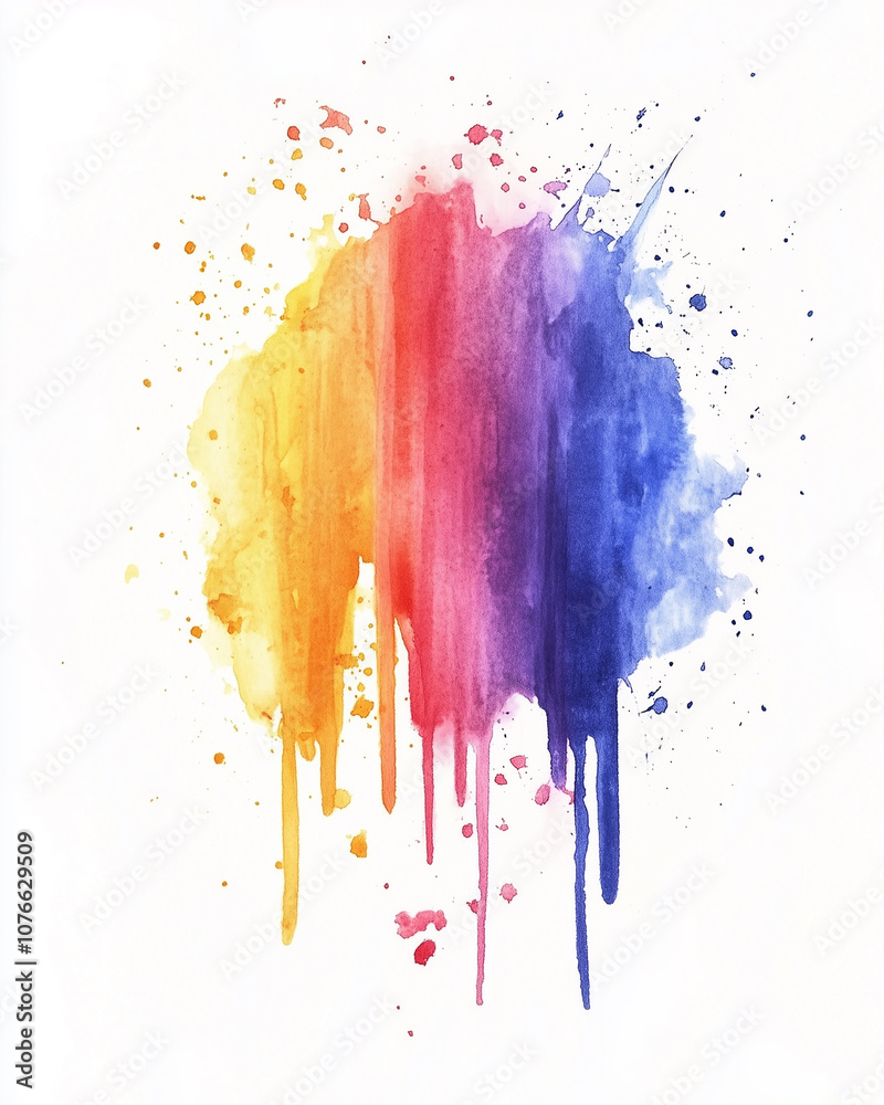 Fototapeta premium A vibrant and expressive watercolor splash, bursting with color and energy. The bold strokes and dripping paint