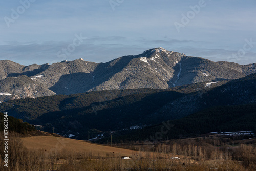 Mountain views in Pyrenees on a sunny winter day 