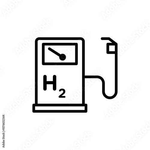 Hydrogen fuel pump icon Vector flat thin line illustration