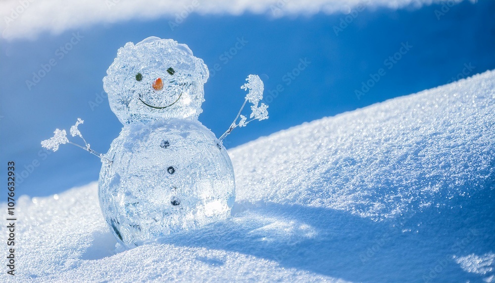 Obraz premium A snowman made of crystal ice