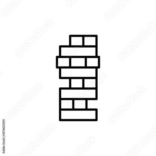 Jenga icon Vector flat thin line illustration