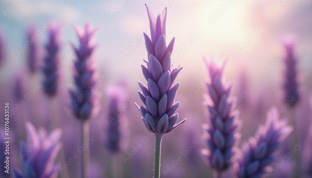 Beautiful Lavender Field with Soft Lighting Beautiful Lavender Field with Soft Lighting
