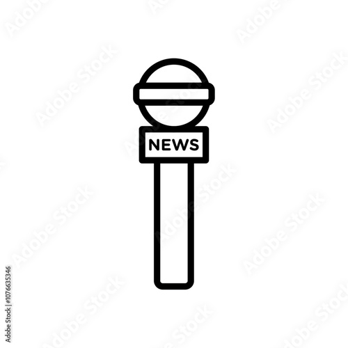 News microphone icon Vector flat thin line illustration