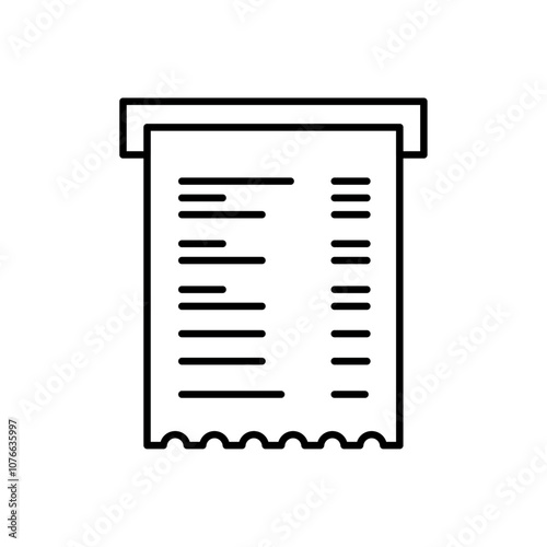 Paper receipt icon Vector flat thin line illustration