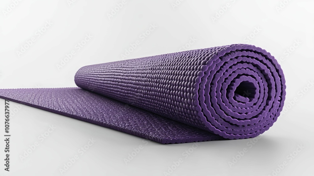 Rolled Purple Exercise Mat with Textured Surface Rolled Purple Exercise Mat with Textured Surface