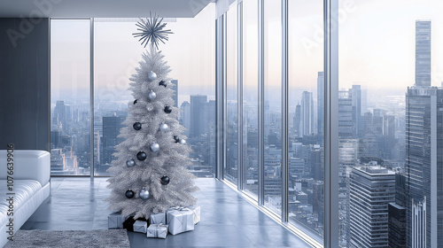Modern white Christmas tree