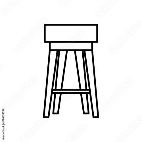 Stool icon Vector flat thin line illustration