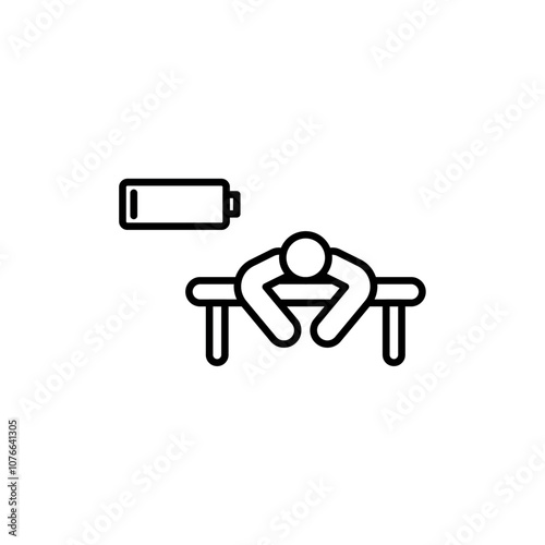 Tired icon Vector flat thin line illustration