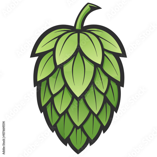 Single hop cone with stem, showcasing the ingredient used in brewing beer, emphasizing freshness and quality in beer production