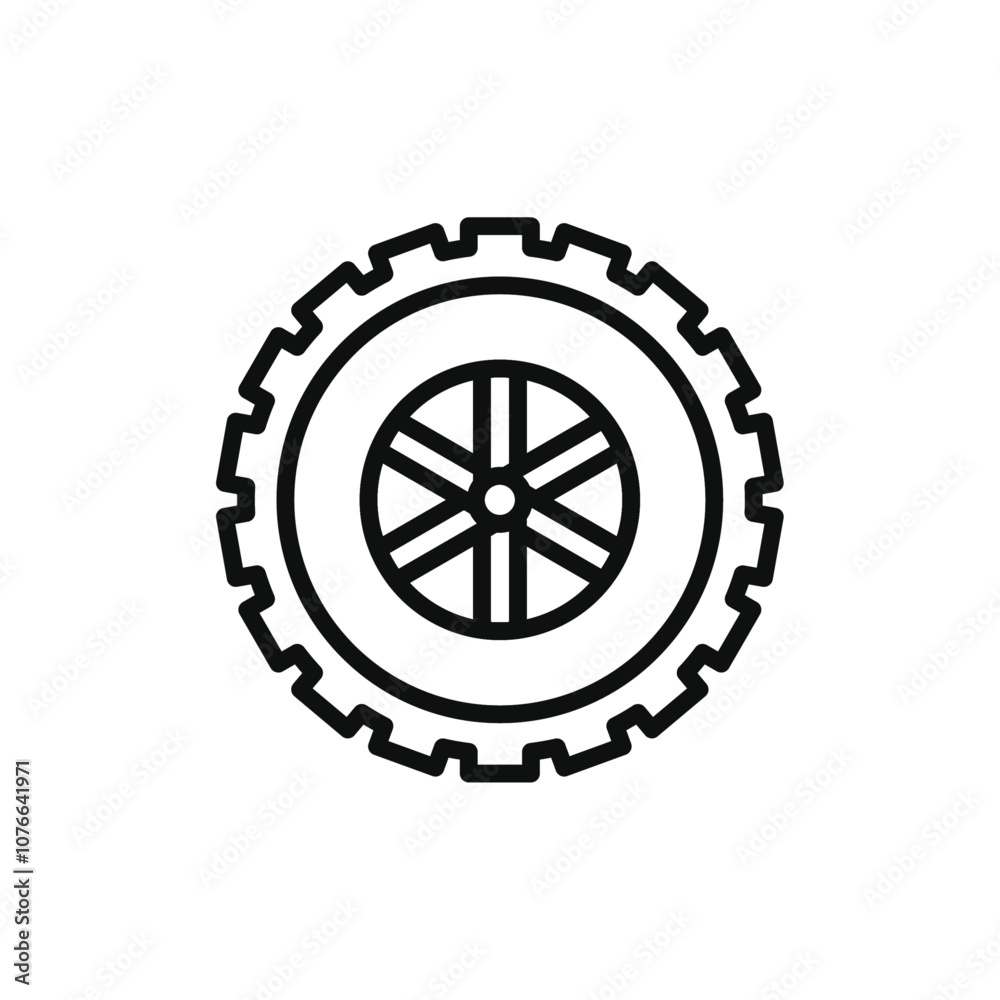 Tyre icon Vector flat thin line illustration Tyre icon Vector flat thin line illustration