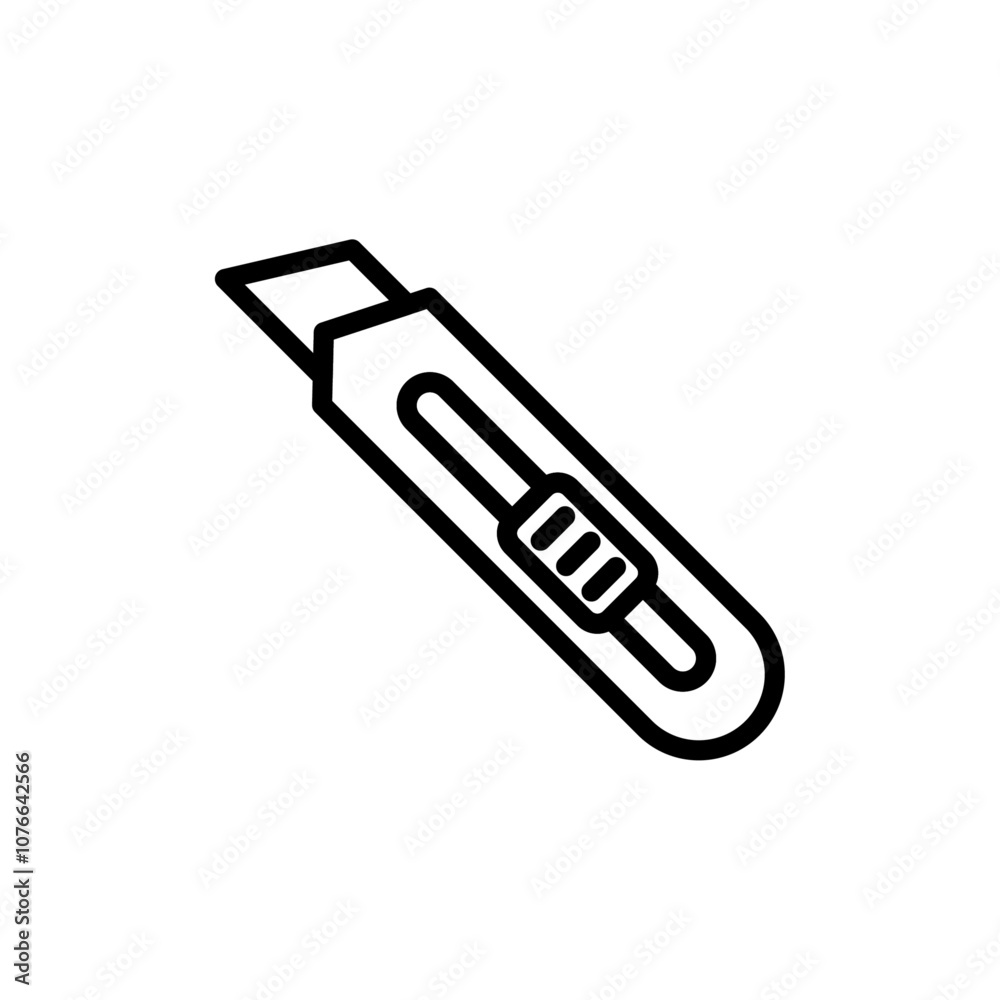 Utility knife icon Vector flat thin line illustration Utility knife icon Vector flat thin line illustration