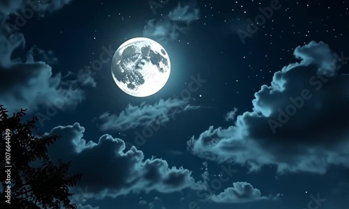 moon in the sky at night with beautiful clouds and stars