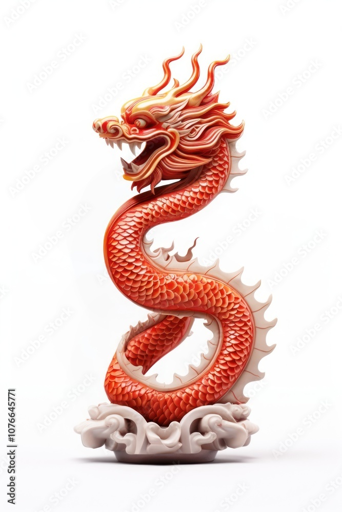 Fototapeta premium Nyen-hwaa dragon white background representation.