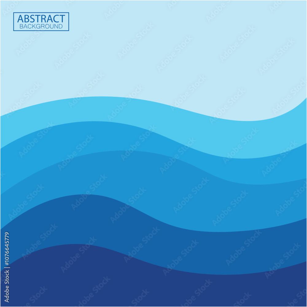 Fototapeta premium Blue wave vector abstract background flat design stock illustration