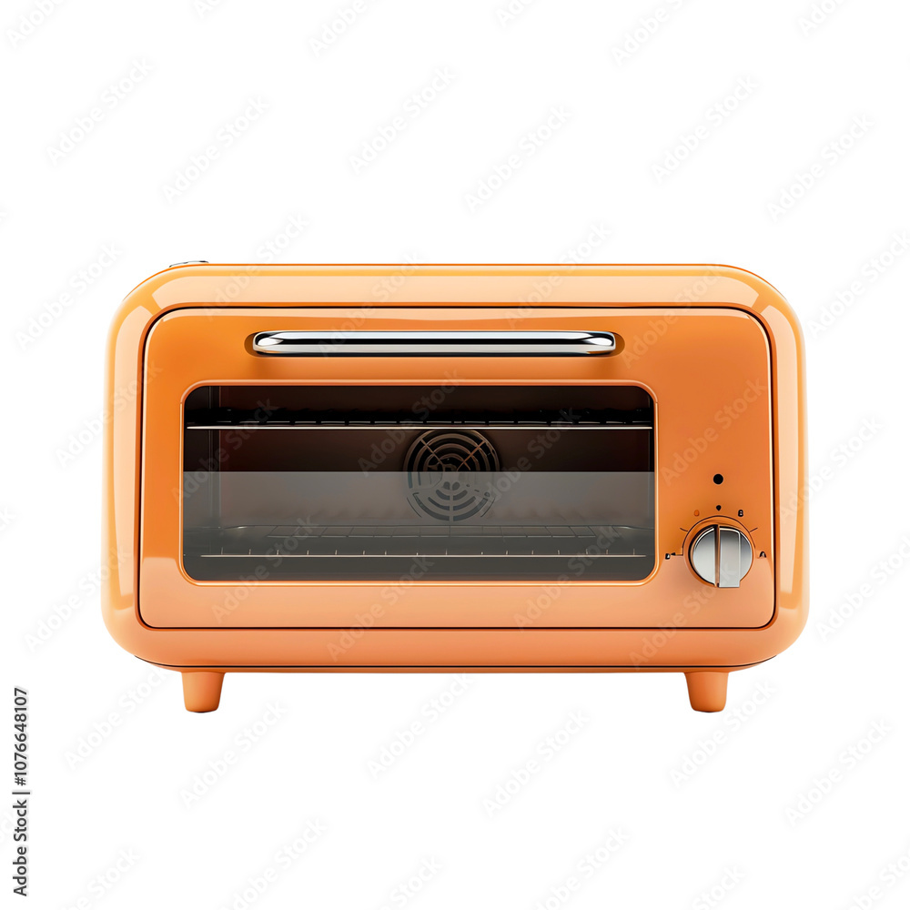 Pastel orange toaster oven isolated on a transparent background.