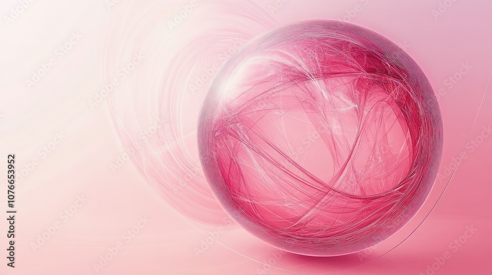 Obraz premium Abstract Pink Sphere with Dynamic Lines