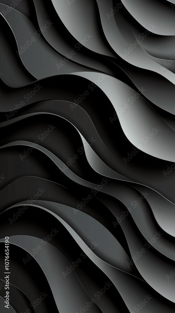 Fototapeta premium Abstract black waves creating a dynamic texture in a modern design setting