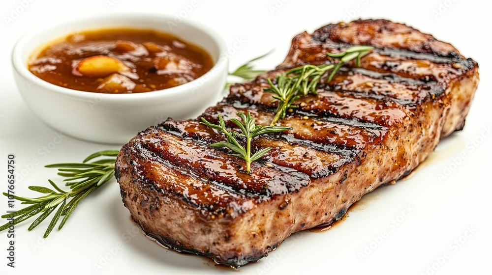 Grilled Steak with Rosemary and Sauce Grilled Steak with Rosemary and Sauce