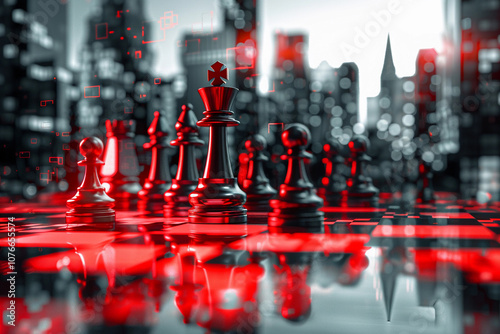 Wallpaper Mural Chess piece standing on checkered game board during game of chess Torontodigital.ca