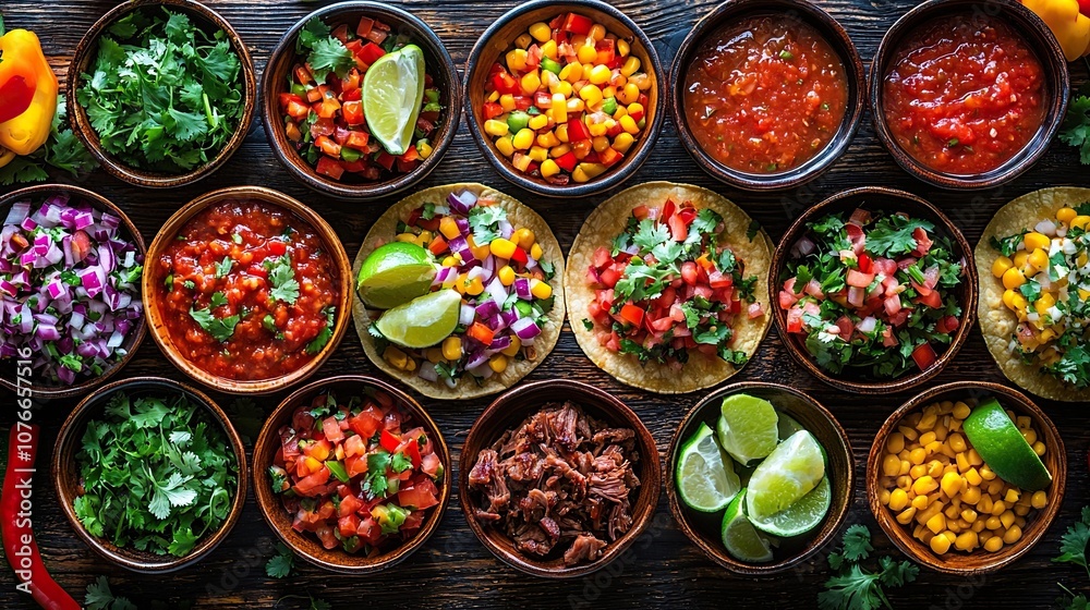 Mexican street tacos on a rustic wooden table