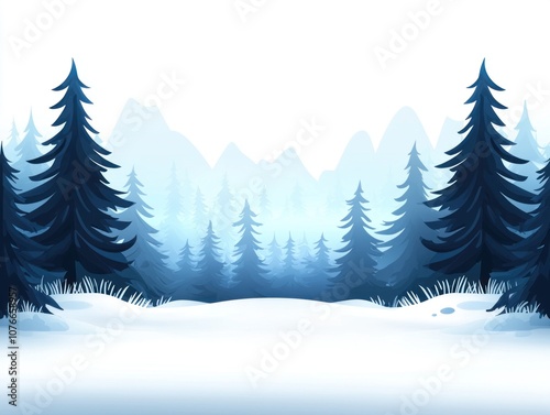 Explore the tranquil beauty of snow-covered pine forests in a serene winter landscape