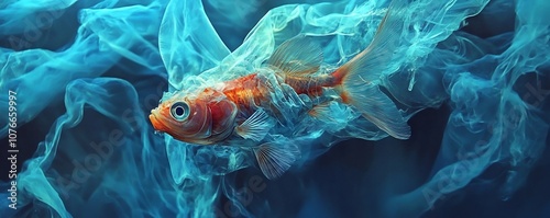 Vibrant Orange Fish Trapped...
