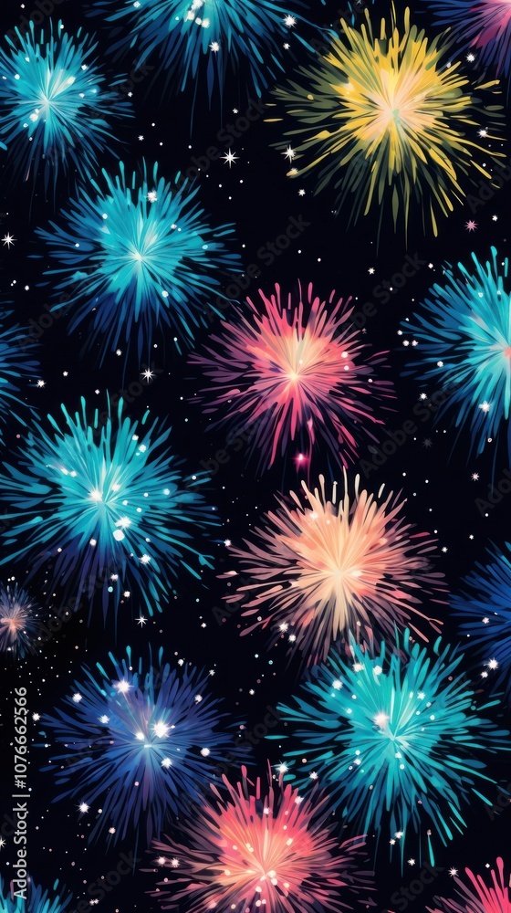 Fototapeta premium Firework pattern mobile wallpaper fireworks outdoors night.
