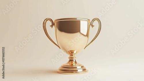 A Golden Trophy with Two Handles on a White Background