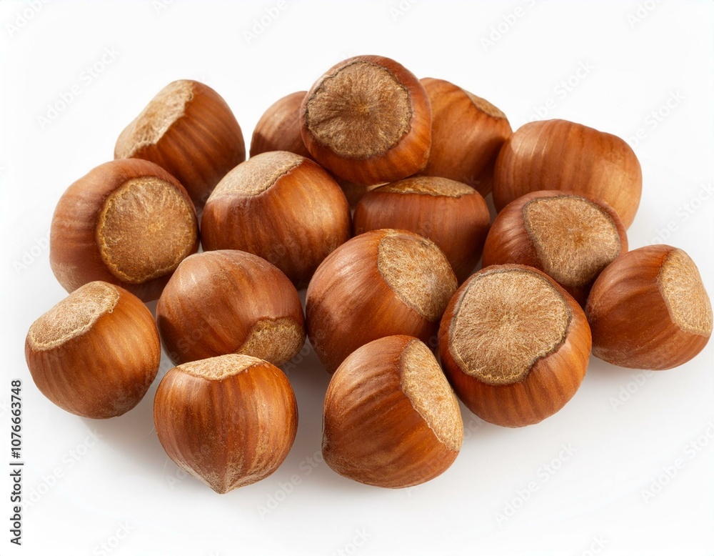 Isolated Hazelnuts on White Background - Nutty Delights Isolated Hazelnuts on White Background - Nutty Delights