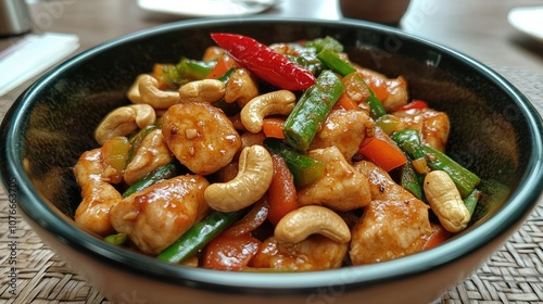 Vibrant Stir-Fried Chicken with Cashews and Peppers