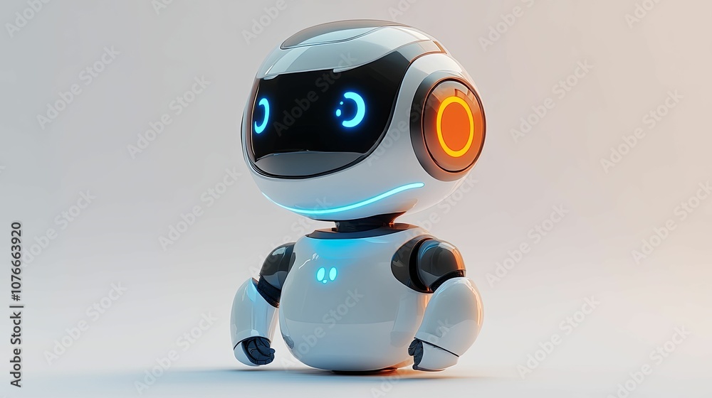 White and Black Robot with Blue and Orange Lights White and Black Robot with Blue and Orange Lights