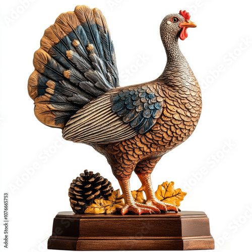 A lifelike statue of a brown hen, perfect for farmhouse or rustic decor.  photo